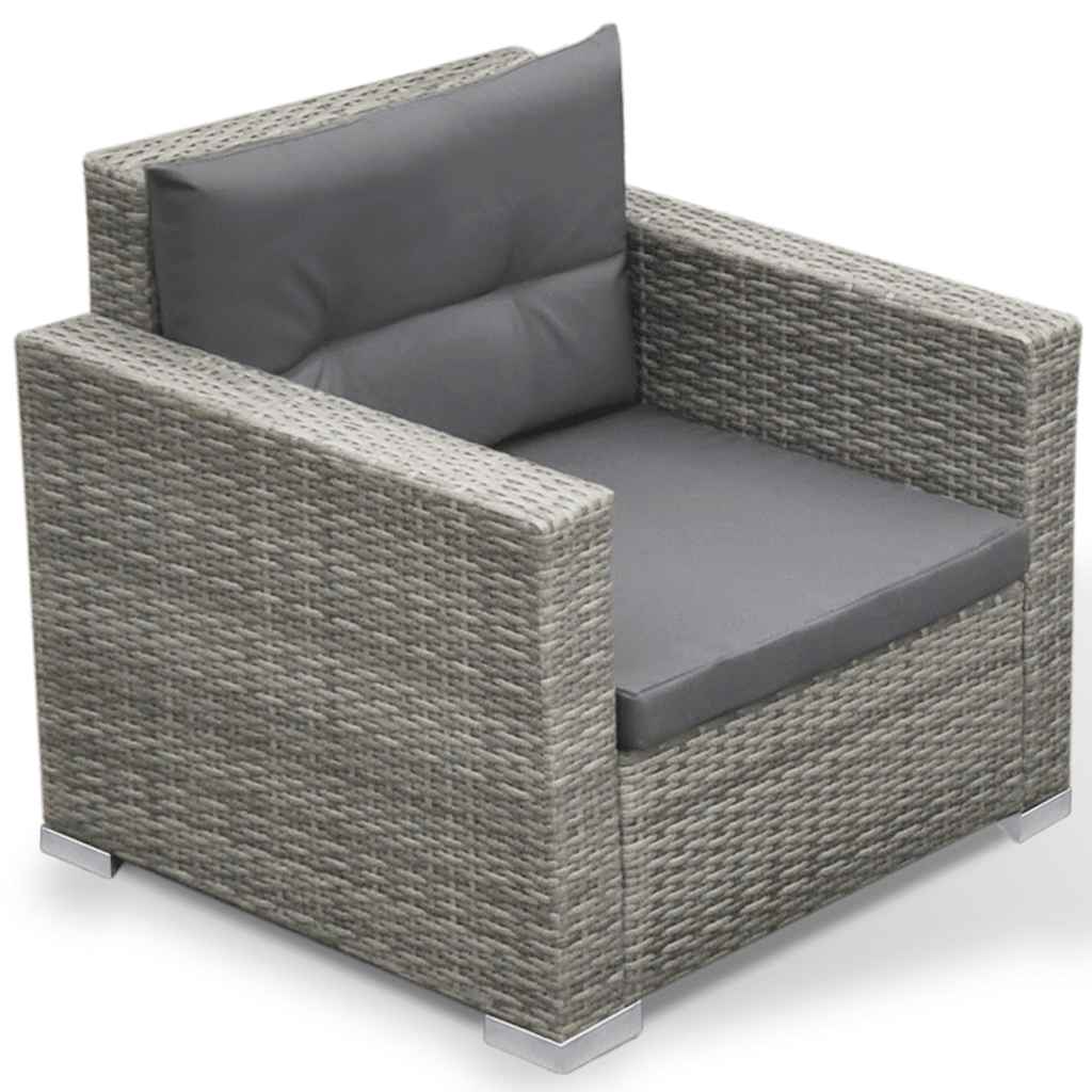 6-delige Loungeset met kussens poly rattan grijs is nu te koop bij PeponiXL, paradijselijk wonen!