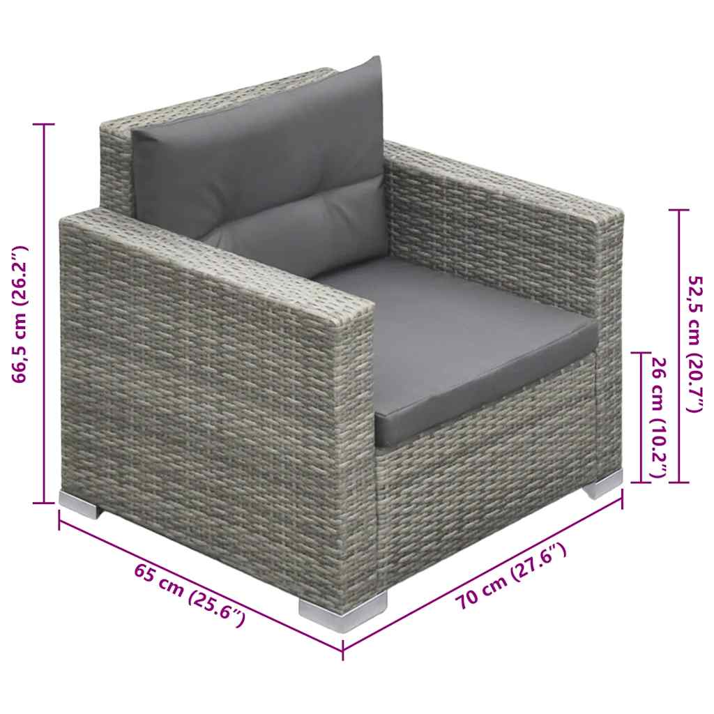 6-delige Loungeset met kussens poly rattan grijs is nu te koop bij PeponiXL, paradijselijk wonen!
