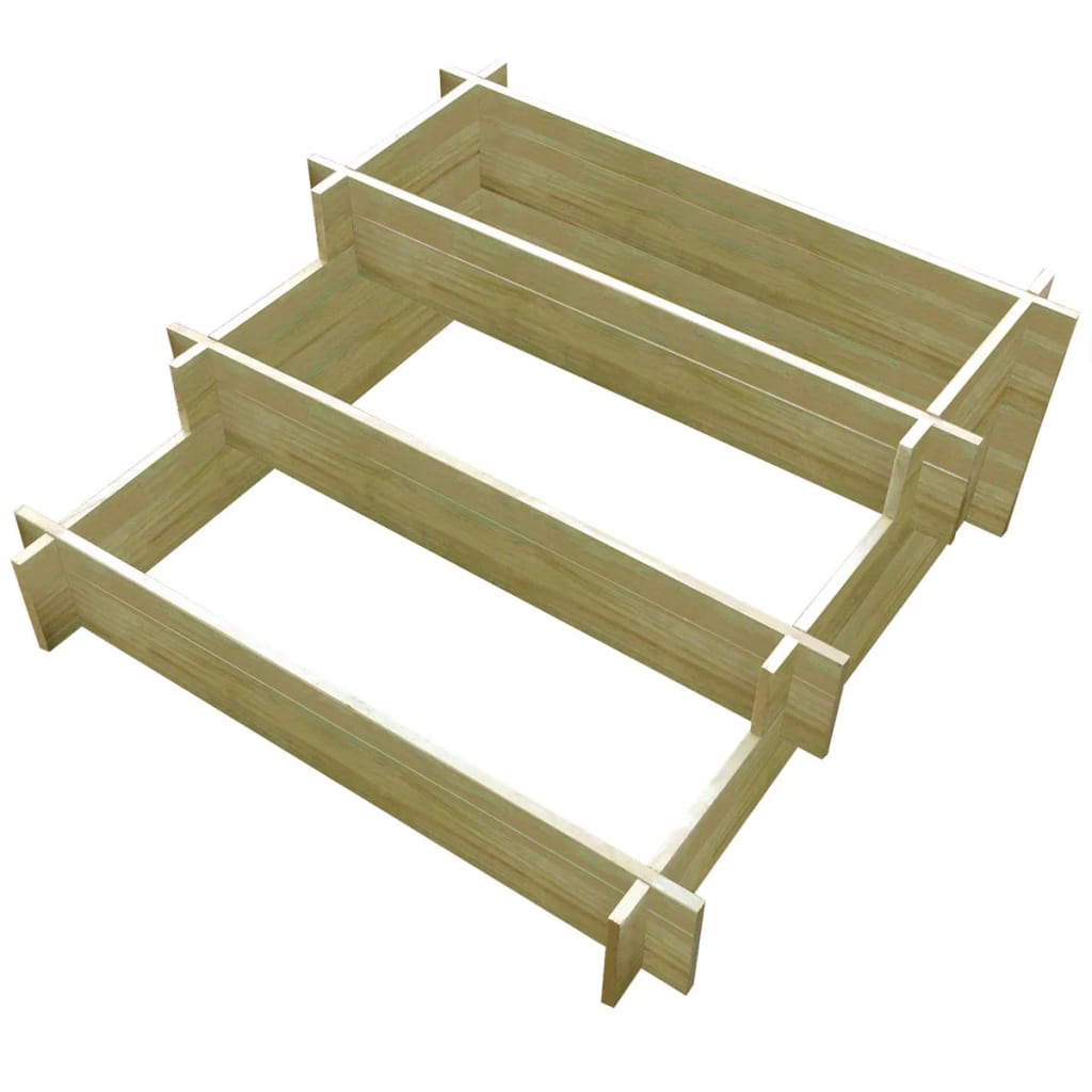 Plantenbak drielaags 90x90x35 cm geïmpregneerd hout is nu te koop bij PeponiXL, paradijselijk wonen!