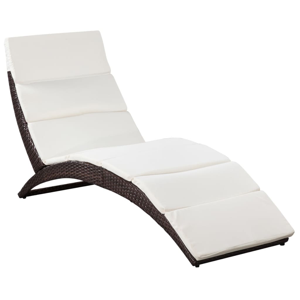 Ligbed inklapbaar met kussen poly rattan bruin is nu te koop bij PeponiXL, paradijselijk wonen!