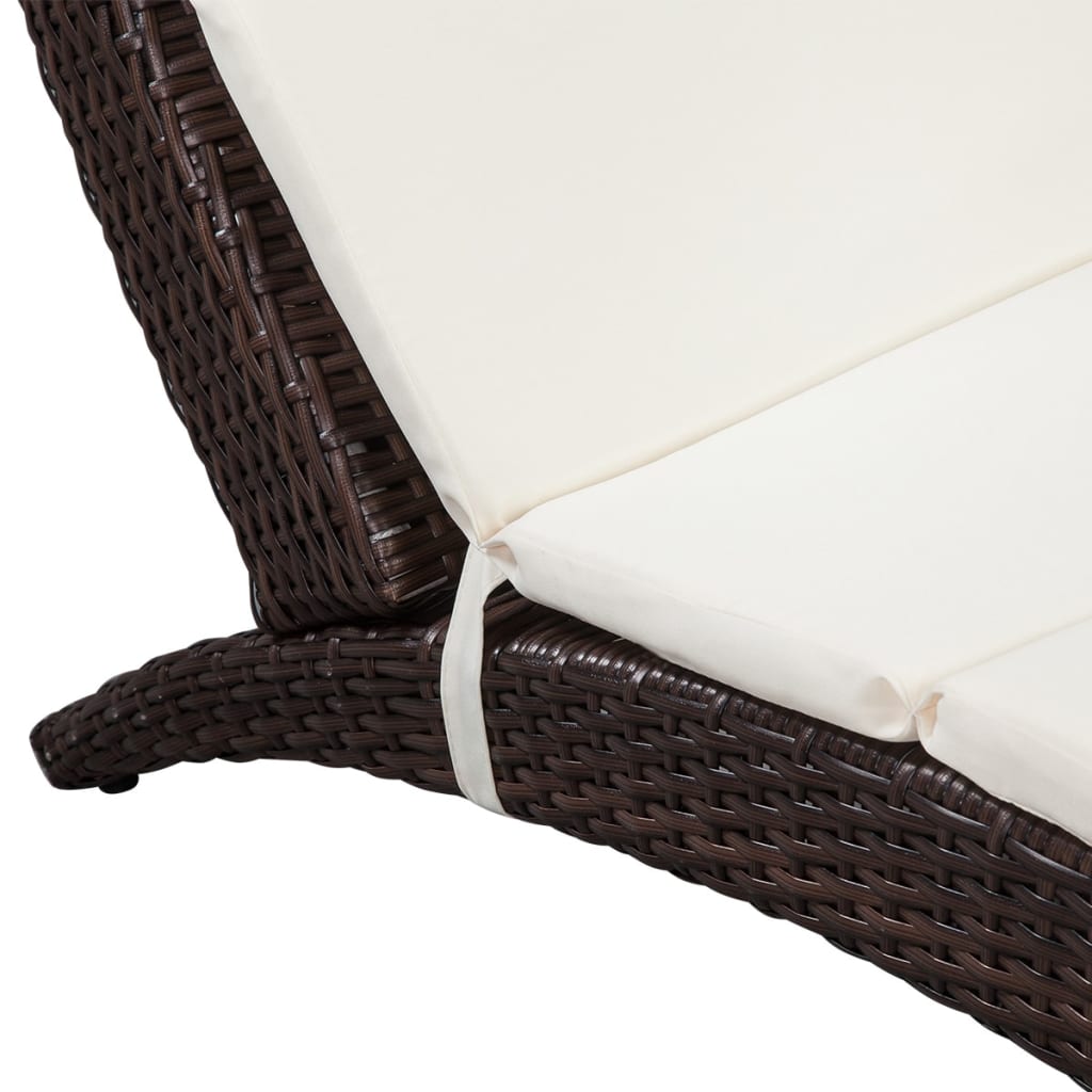 Ligbed inklapbaar met kussen poly rattan bruin is nu te koop bij PeponiXL, paradijselijk wonen!