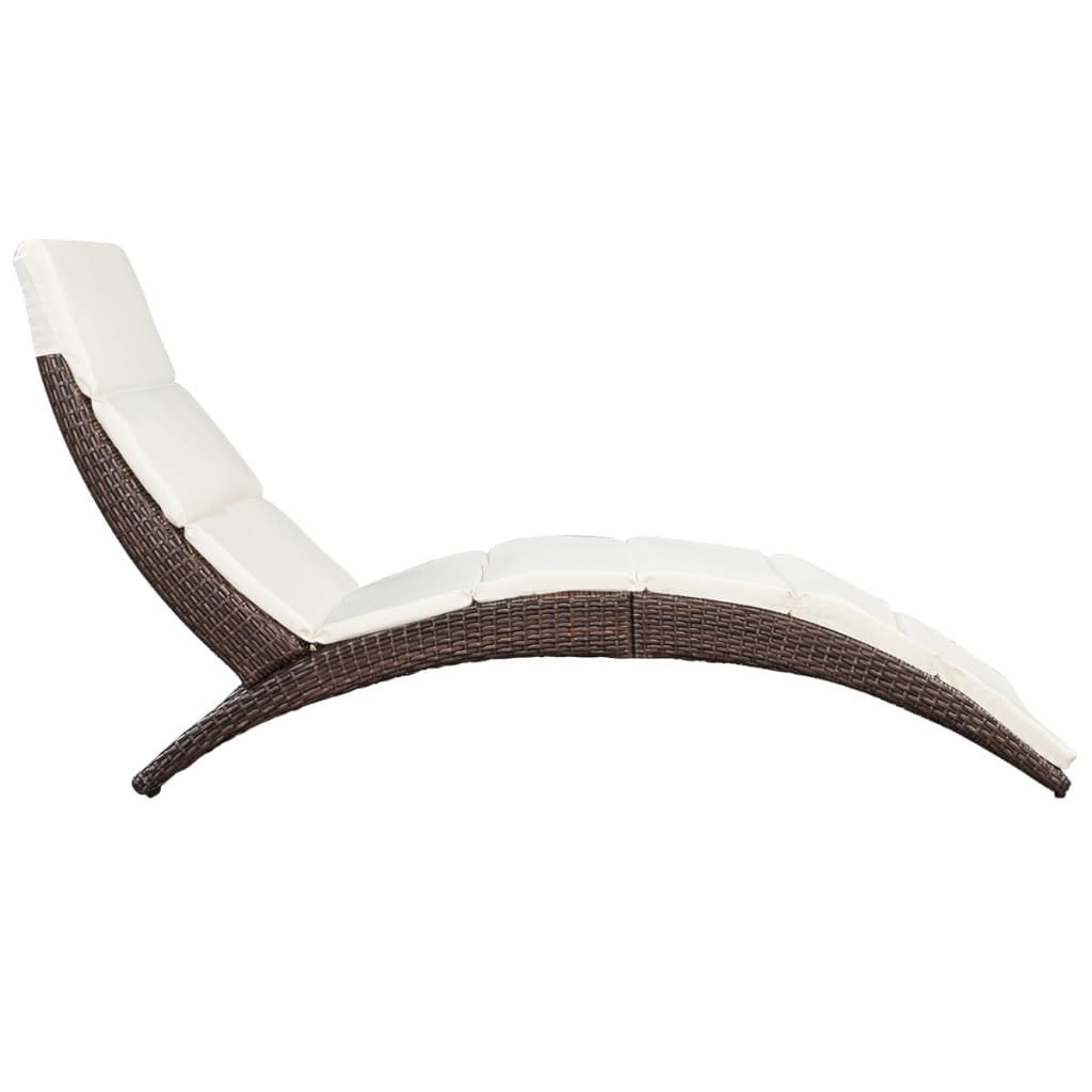 Ligbed inklapbaar met kussen poly rattan bruin is nu te koop bij PeponiXL, paradijselijk wonen!