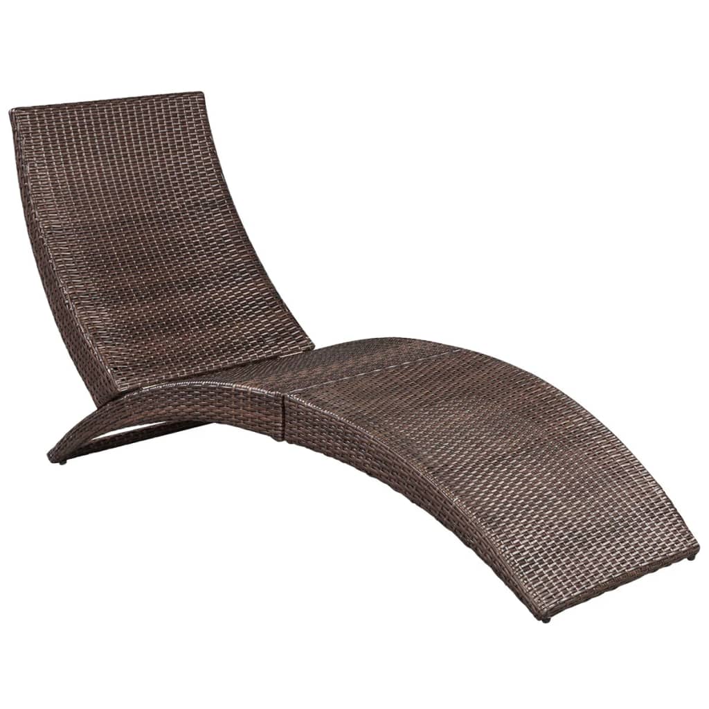 Ligbed inklapbaar met kussen poly rattan bruin is nu te koop bij PeponiXL, paradijselijk wonen!