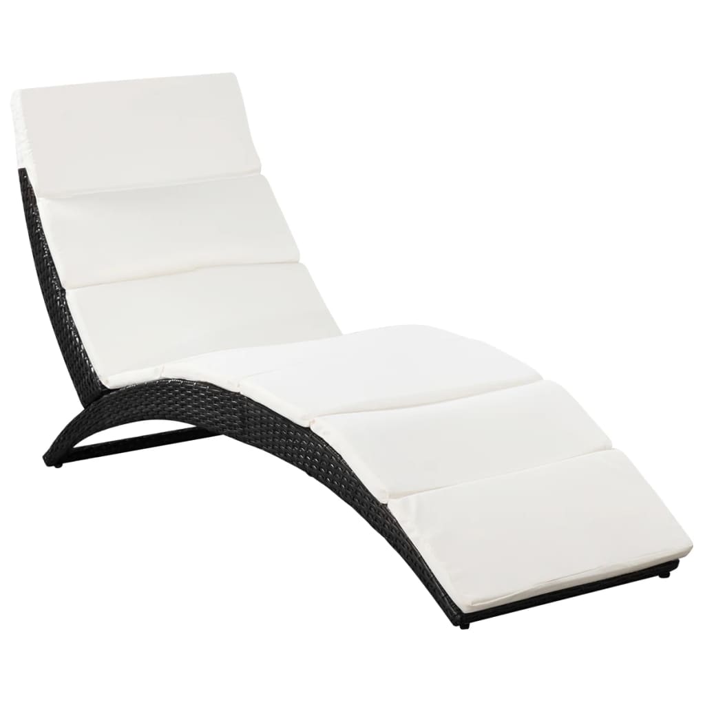 Ligbed inklapbaar met kussen poly rattan zwart is nu te koop bij PeponiXL, paradijselijk wonen!