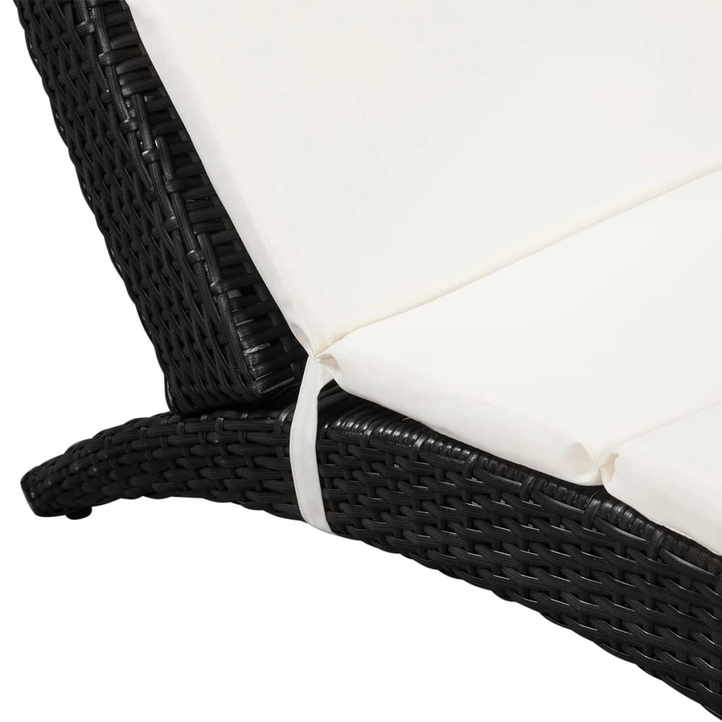 Ligbed inklapbaar met kussen poly rattan zwart is nu te koop bij PeponiXL, paradijselijk wonen!