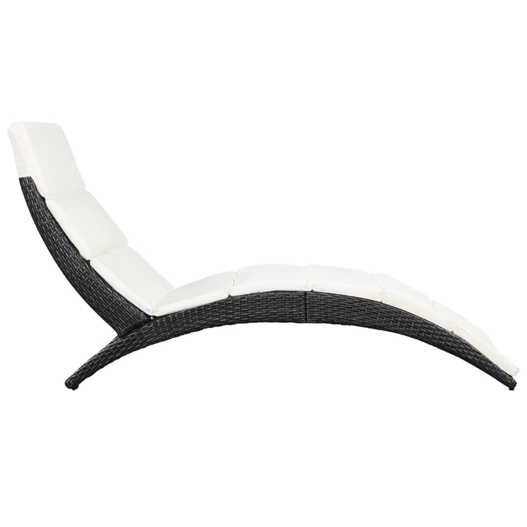 Ligbed inklapbaar met kussen poly rattan zwart is nu te koop bij PeponiXL, paradijselijk wonen!