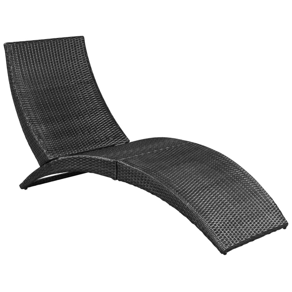 Ligbed inklapbaar met kussen poly rattan zwart is nu te koop bij PeponiXL, paradijselijk wonen!
