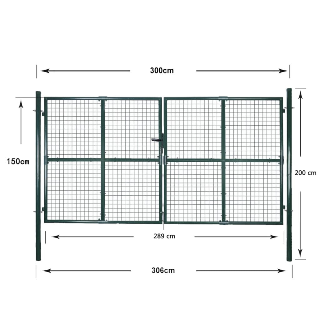 Dubbele poort met deur 300x150 cm gepoedercoat staal is nu te koop bij PeponiXL, paradijselijk wonen!