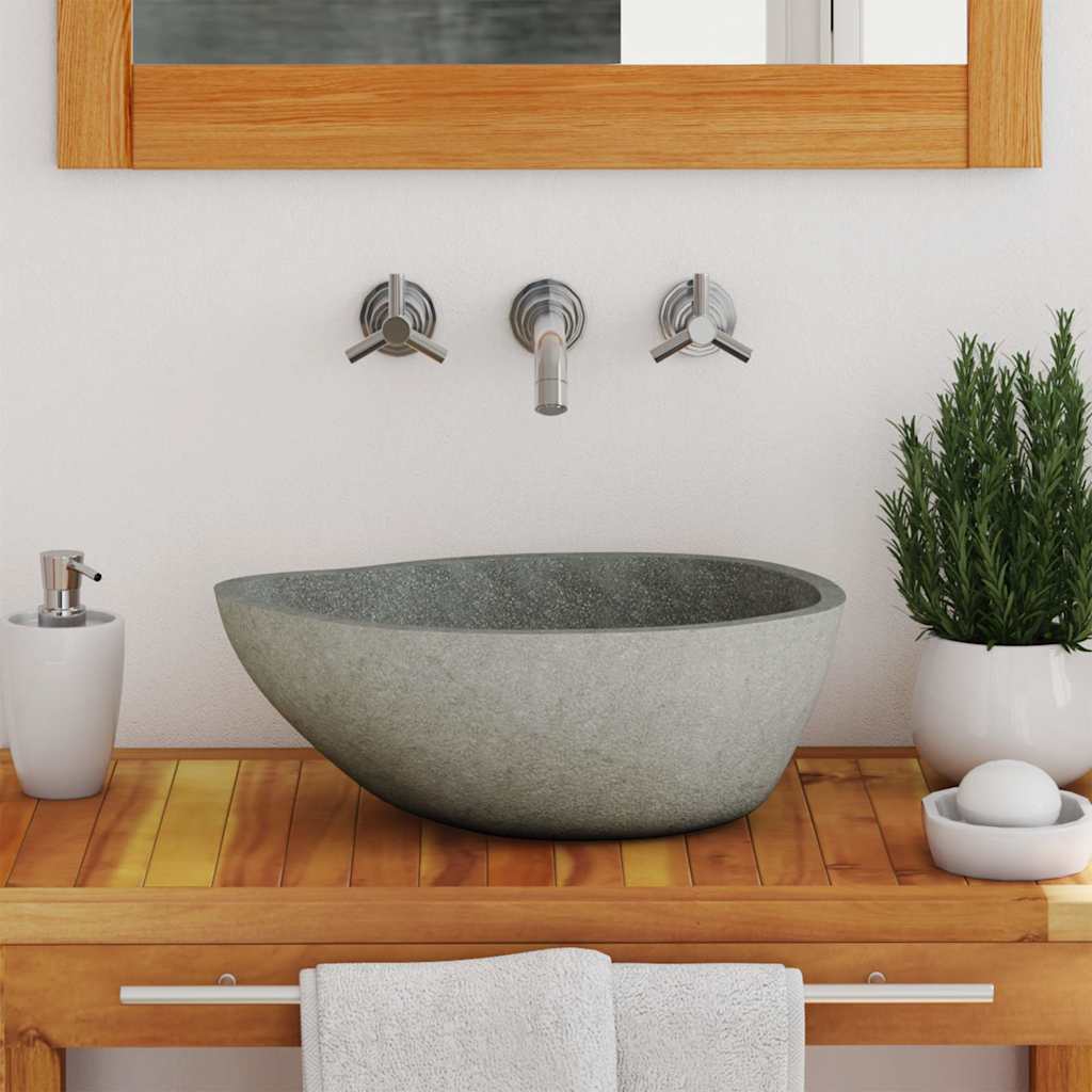 Wastafel ovaal (37-46)x(29-36) cm riviersteen is nu te koop bij PeponiXL, paradijselijk wonen!