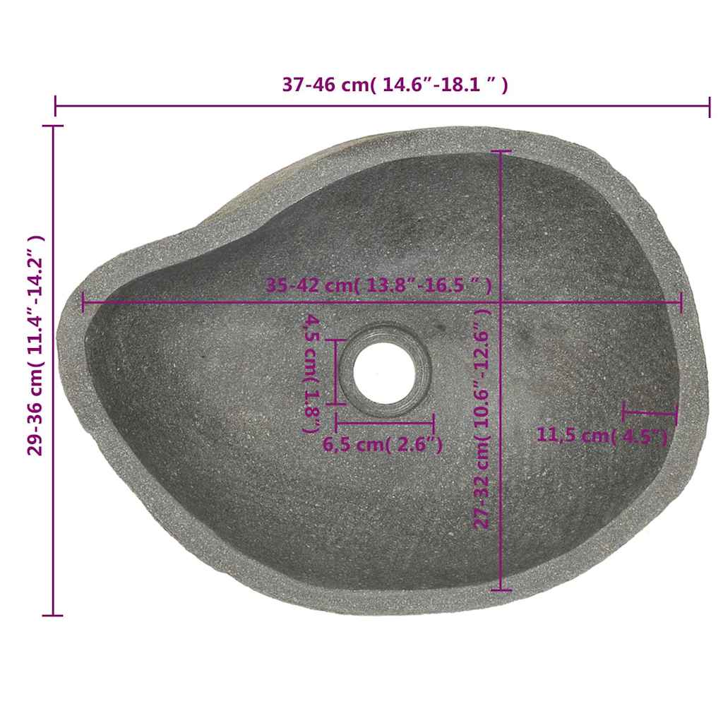 Wastafel ovaal (37-46)x(29-36) cm riviersteen is nu te koop bij PeponiXL, paradijselijk wonen!