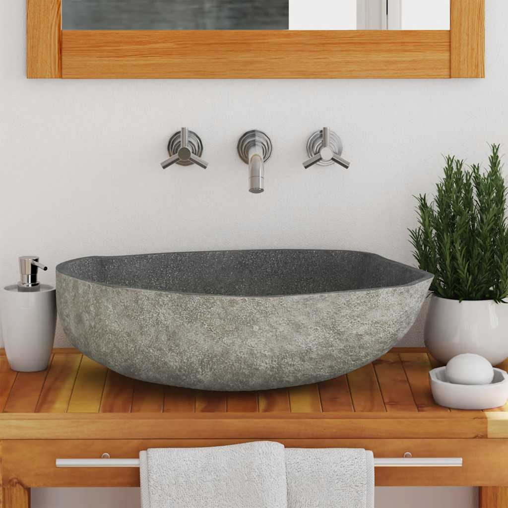 Wastafel ovaal (45-53)x(34-41) cm riviersteen is nu te koop bij PeponiXL, paradijselijk wonen!