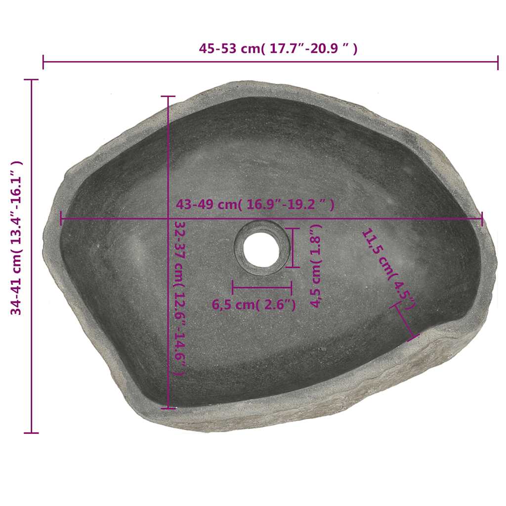 Wastafel ovaal (45-53)x(34-41) cm riviersteen is nu te koop bij PeponiXL, paradijselijk wonen!