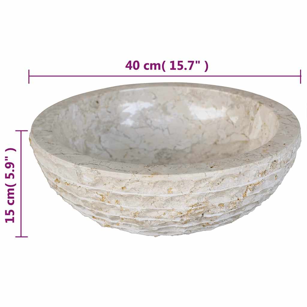Wastafel 40 cm marmer crème is nu te koop bij PeponiXL, paradijselijk wonen!