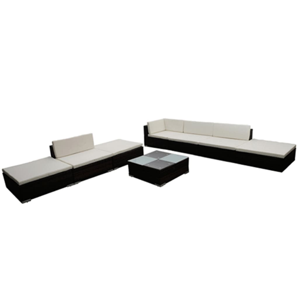 8-delige Loungeset met kussens poly rattan bruin is nu te koop bij PeponiXL, paradijselijk wonen!