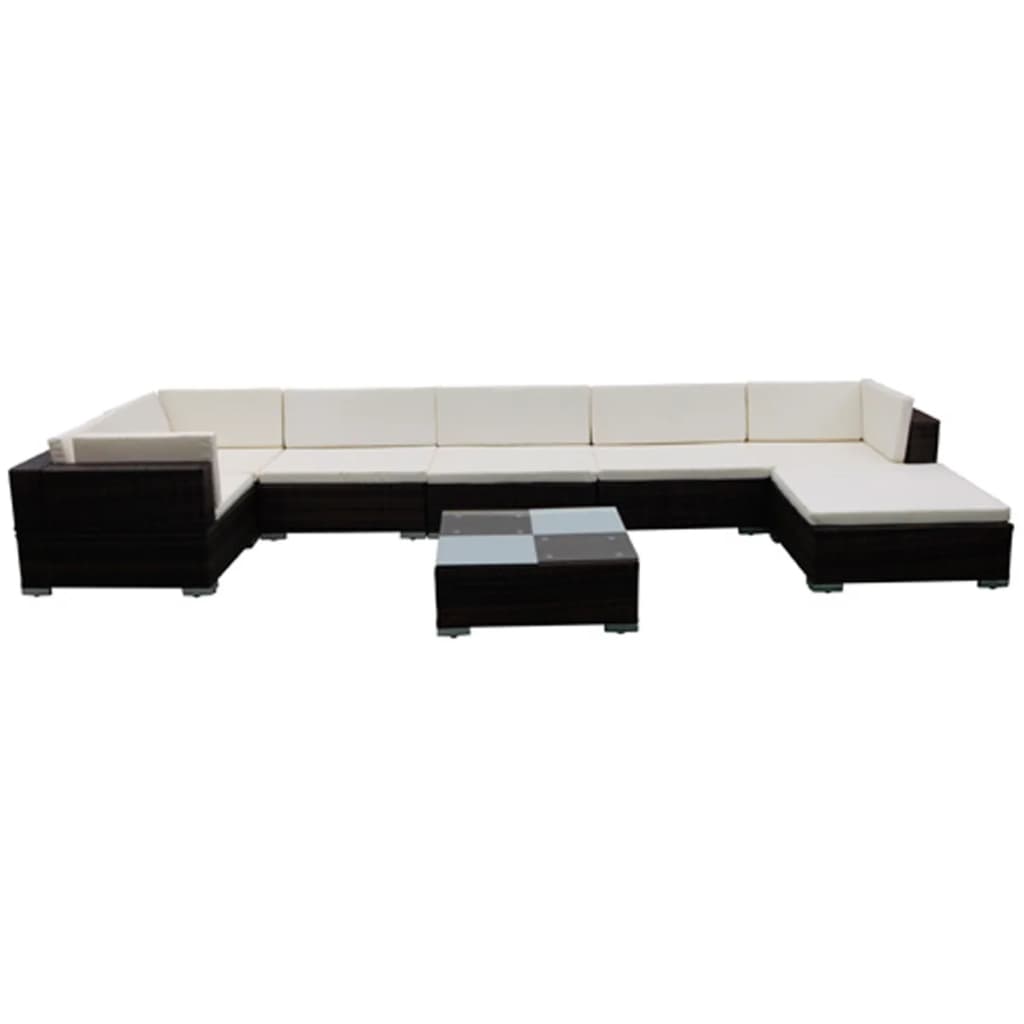 8-delige Loungeset met kussens poly rattan bruin is nu te koop bij PeponiXL, paradijselijk wonen!