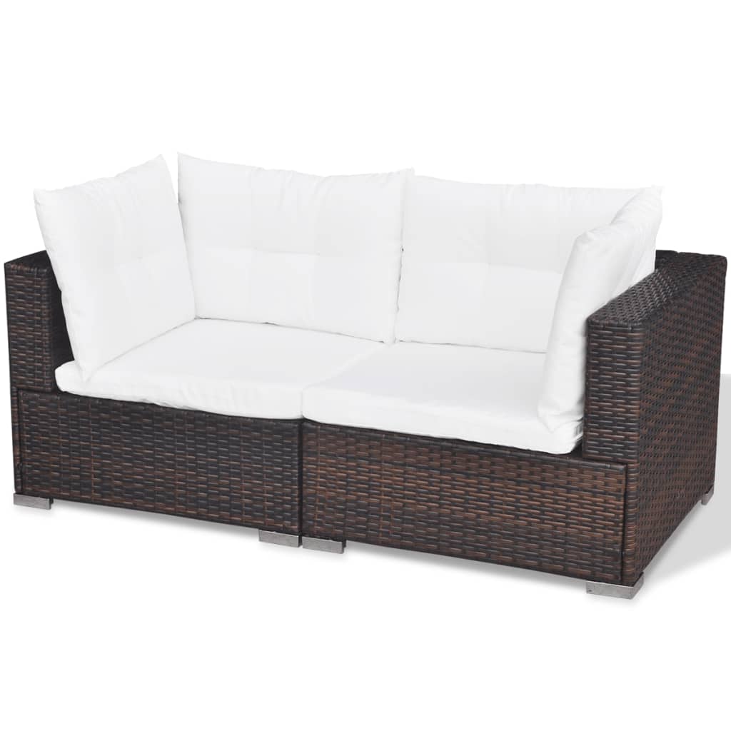 5-delige Loungeset met kussens poly rattan bruin is nu te koop bij PeponiXL, paradijselijk wonen!