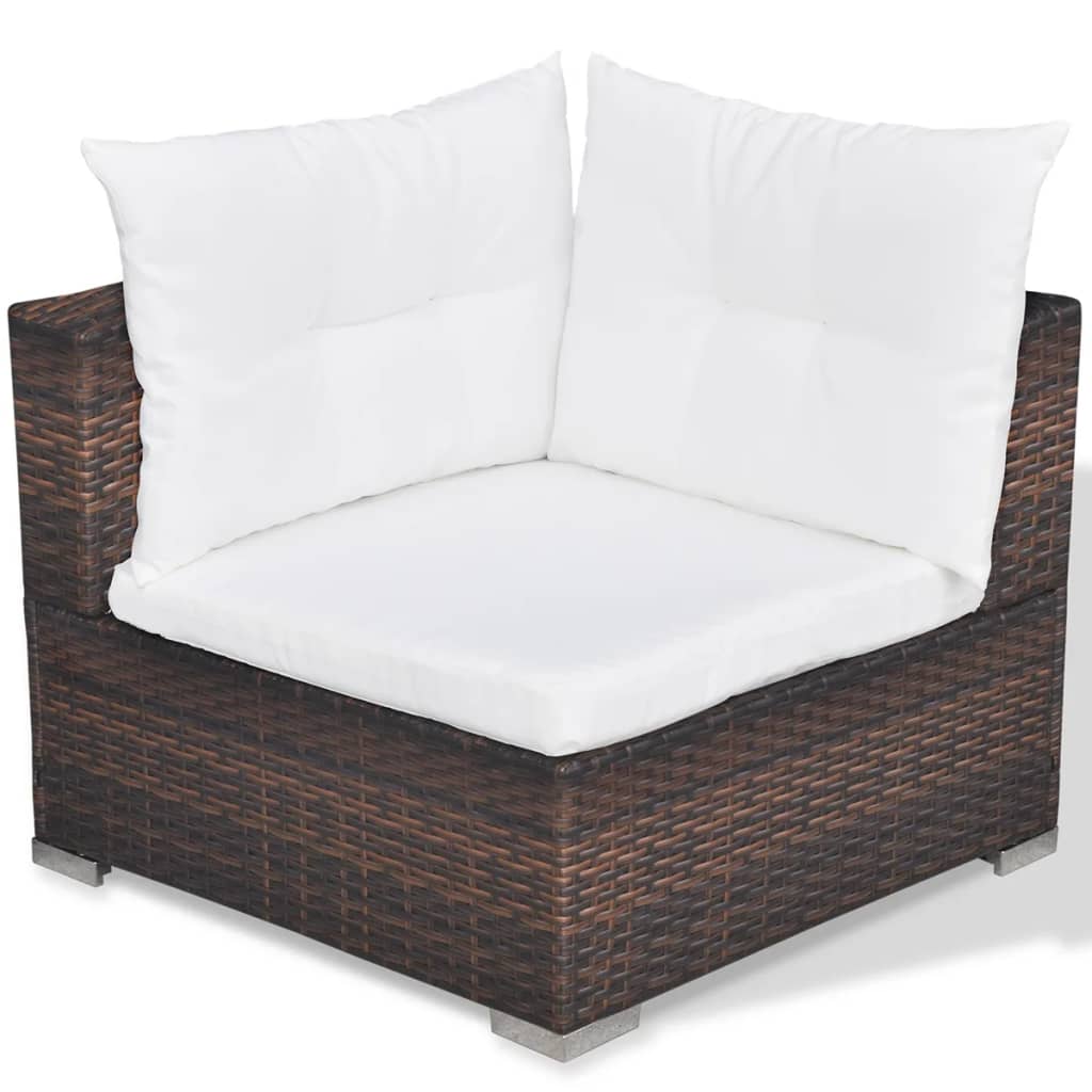 5-delige Loungeset met kussens poly rattan bruin is nu te koop bij PeponiXL, paradijselijk wonen!