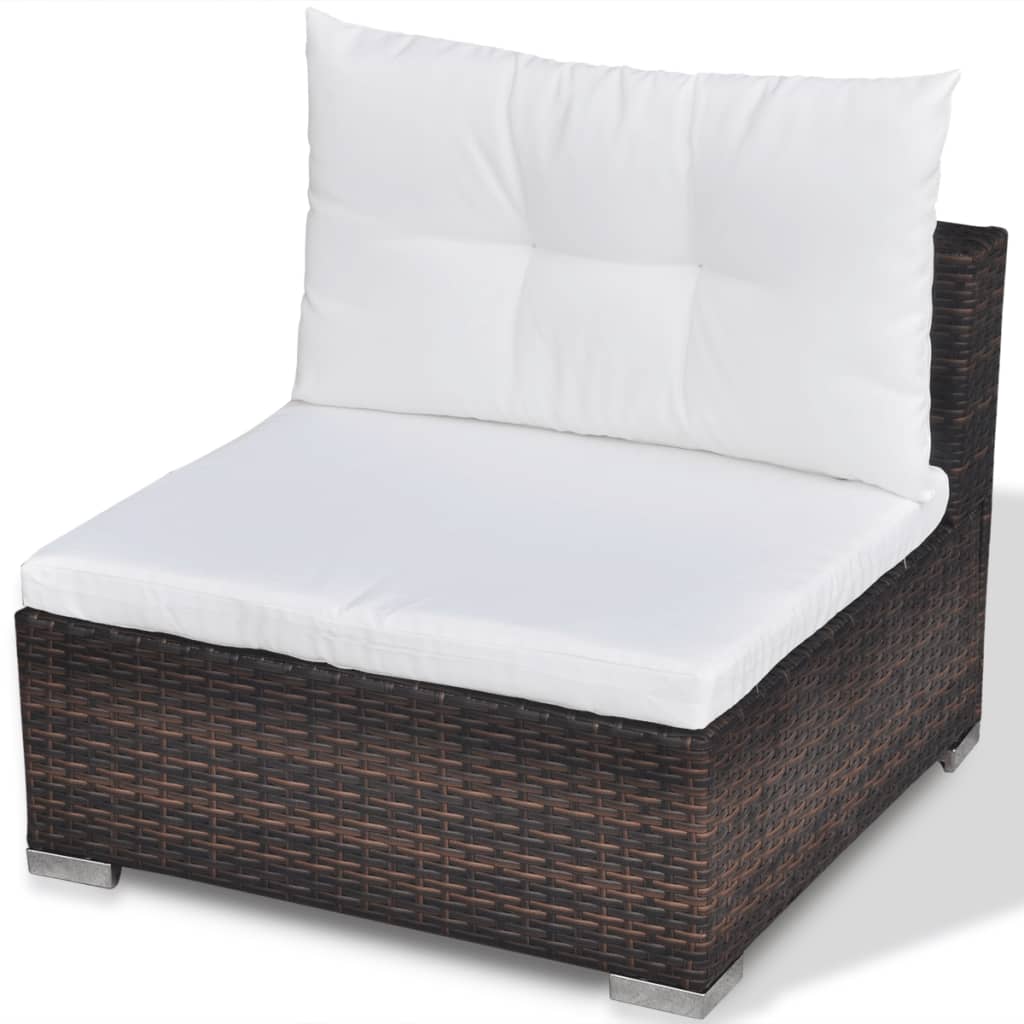 5-delige Loungeset met kussens poly rattan bruin is nu te koop bij PeponiXL, paradijselijk wonen!