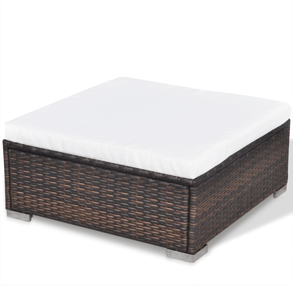 5-delige Loungeset met kussens poly rattan bruin is nu te koop bij PeponiXL, paradijselijk wonen!