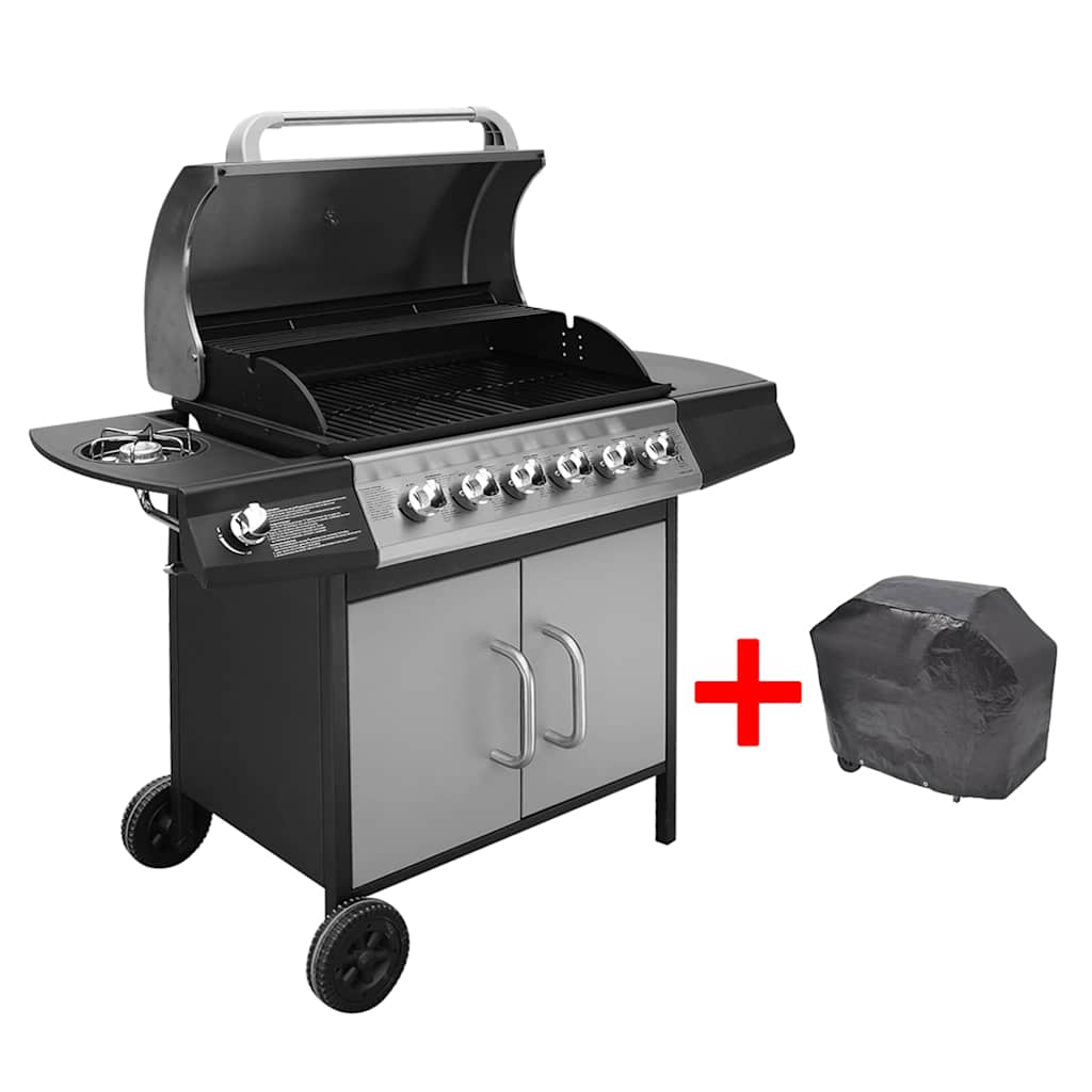 Gasbarbecue 6+1 kookzone zwart en zilver is nu te koop bij PeponiXL, paradijselijk wonen!