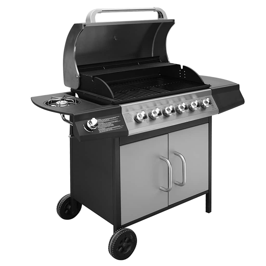 Gasbarbecue 6+1 kookzone zwart en zilver is nu te koop bij PeponiXL, paradijselijk wonen!