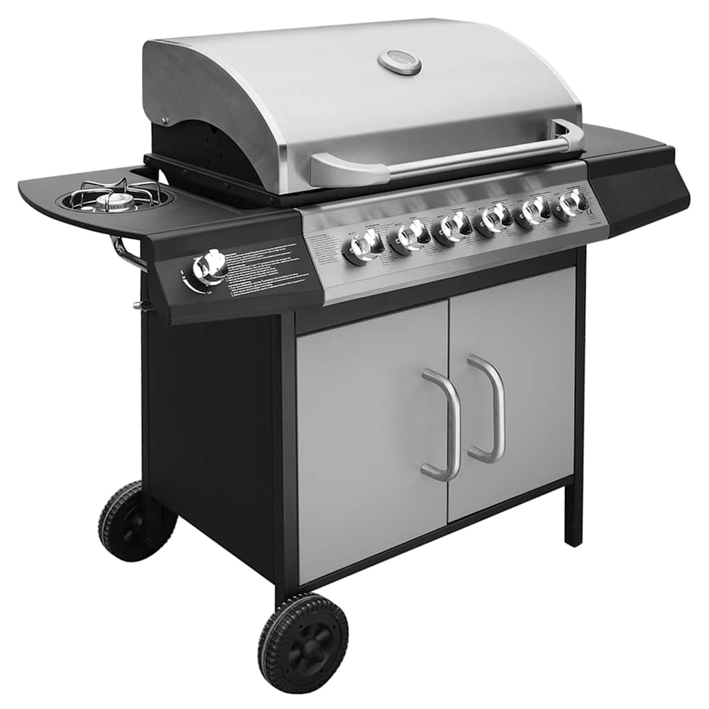 Gasbarbecue 6+1 kookzone zwart en zilver is nu te koop bij PeponiXL, paradijselijk wonen!