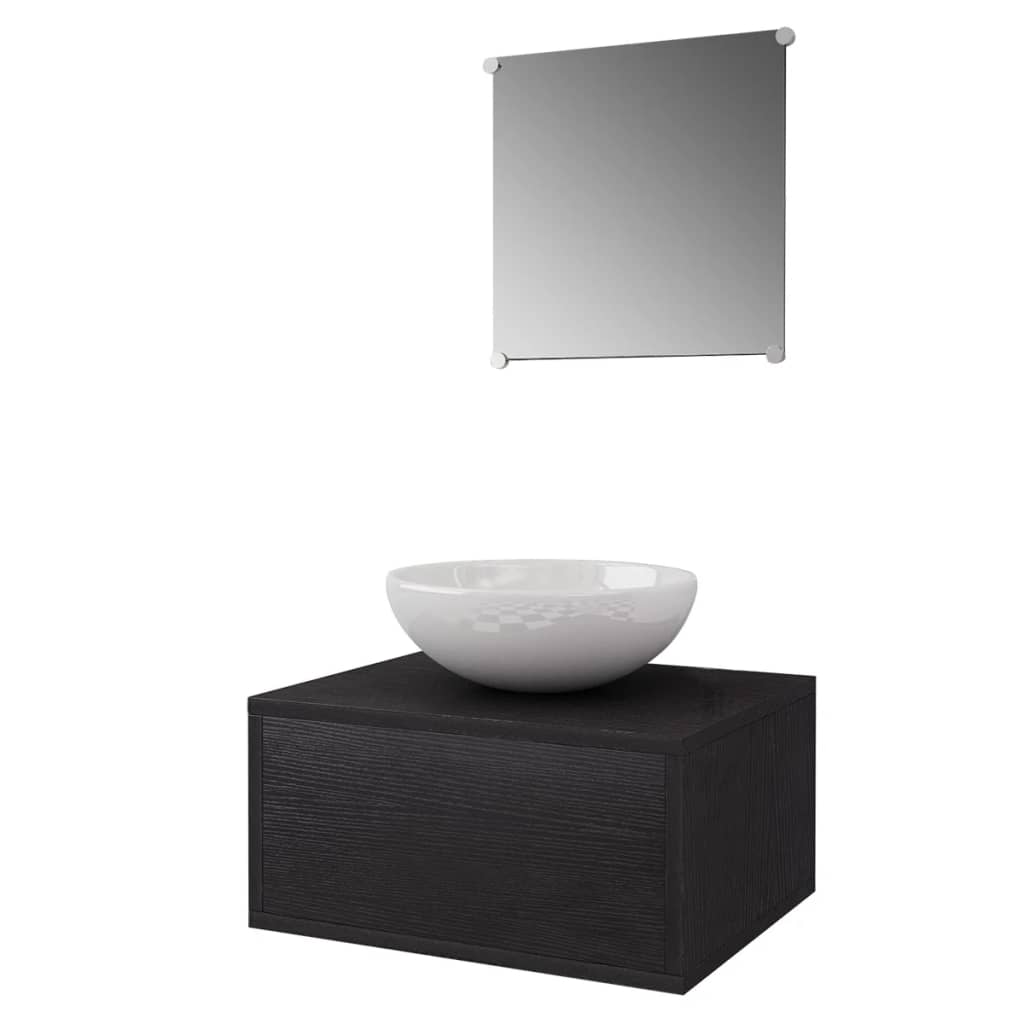 Badkamermeubelset met wasbak zwart 3-delig is nu te koop bij PeponiXL, paradijselijk wonen!