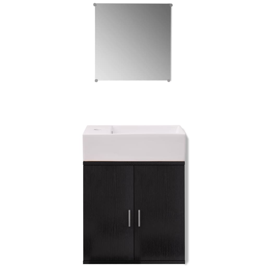Badkamermeubelset met wasbak zwart 3-dlg is nu te koop bij PeponiXL, paradijselijk wonen!