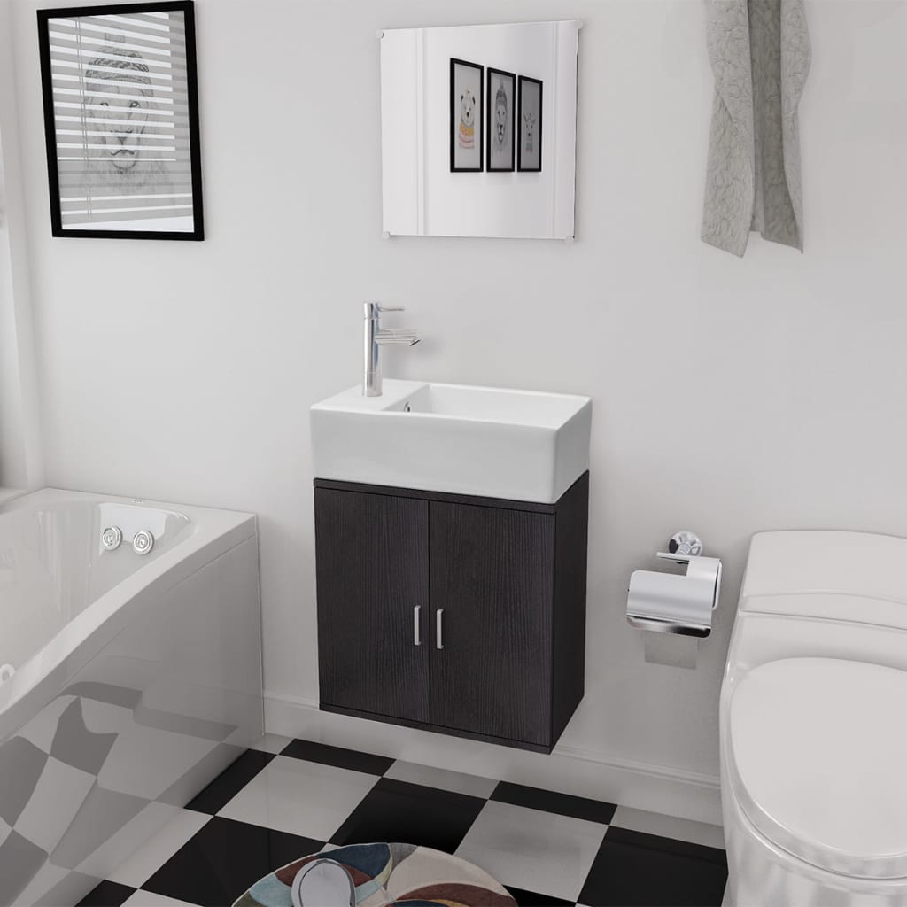 Badkamermeubelset met wasbak zwart 3-dlg is nu te koop bij PeponiXL, paradijselijk wonen!