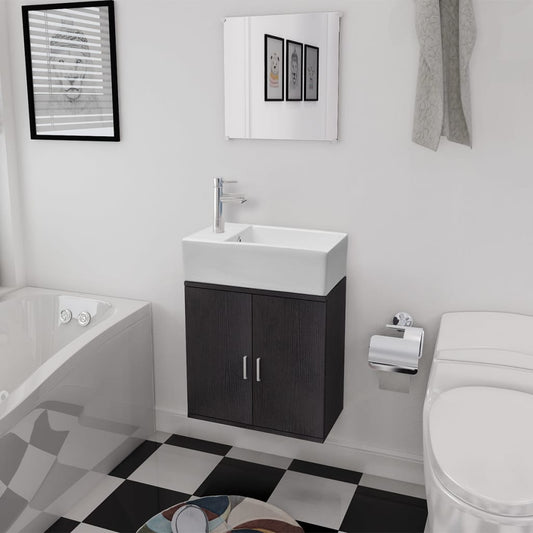 Badkamermeubelset met wasbak zwart 3-dlg is nu te koop bij PeponiXL, paradijselijk wonen!