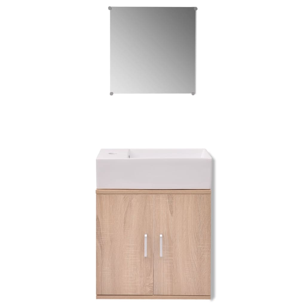 Badkamermeubelset met wasbak beige 3-dlg is nu te koop bij PeponiXL, paradijselijk wonen!