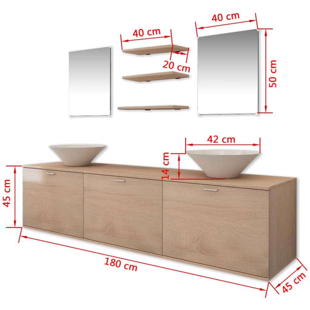8-delige Badkamermeubelset met wastafel beige is nu te koop bij PeponiXL, paradijselijk wonen!