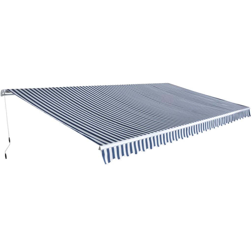 Luifel handmatig uitschuifbaar 600 cm blauw en wit is nu te koop bij PeponiXL, paradijselijk wonen!
