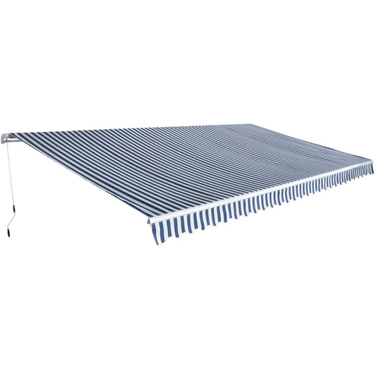 Luifel handmatig uitschuifbaar 600 cm blauw en wit is nu te koop bij PeponiXL, paradijselijk wonen!