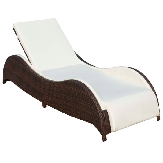 Ligbed met kussen poly rattan bruin is nu te koop bij PeponiXL, paradijselijk wonen!