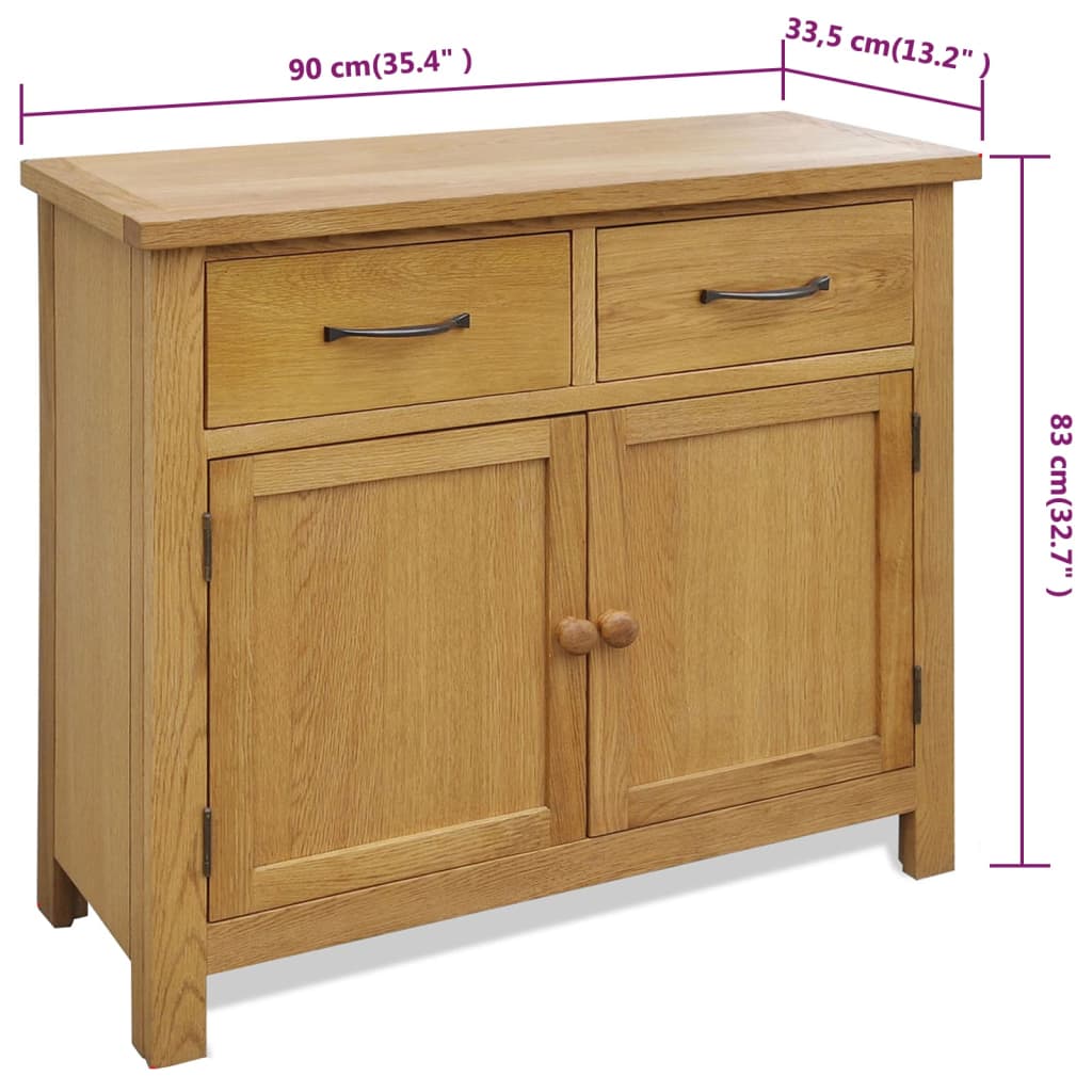 Dressoir 90x33,5x83 cm massief eikenhout is nu te koop bij PeponiXL, paradijselijk wonen!
