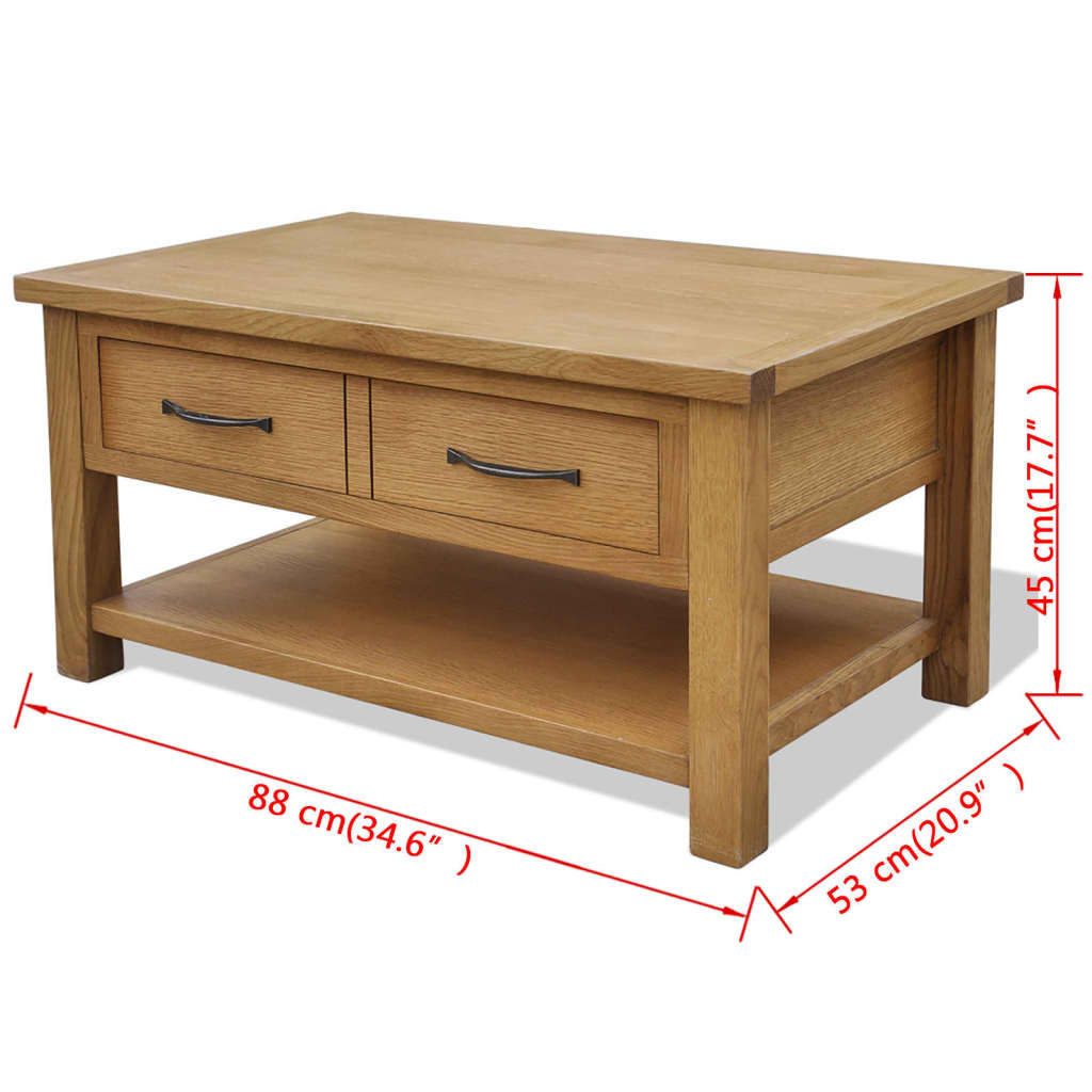 Salontafel 88x53x45 cm massief eikenhout is nu te koop bij PeponiXL, paradijselijk wonen!