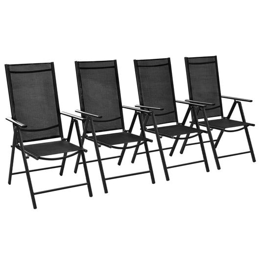 Tuinstoelen inklapbaar 4 st aluminium en textileen zwart is nu te koop bij PeponiXL, paradijselijk wonen!