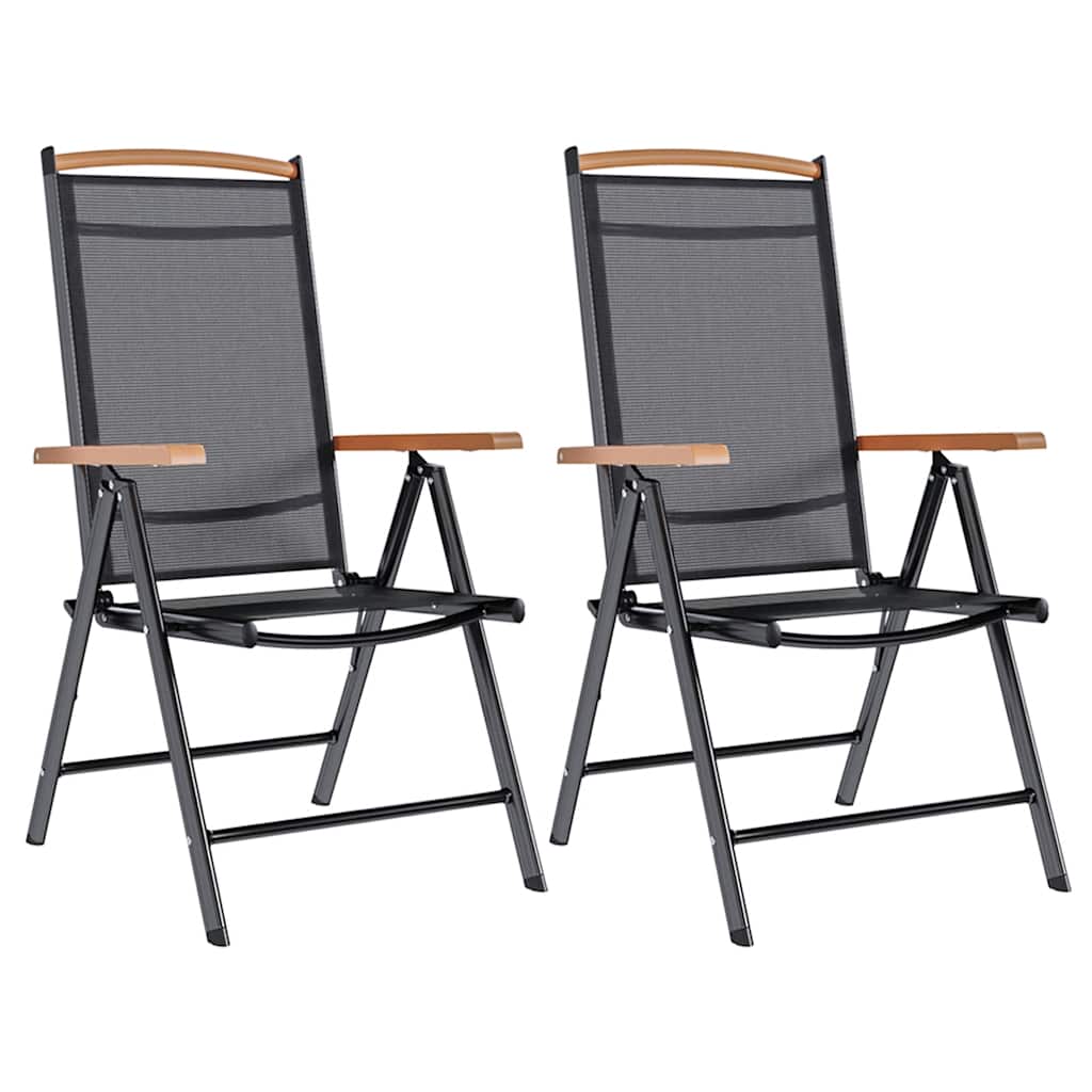 Tuinstoelen inklapbaar 2 st aluminium en textileen zwart is nu te koop bij PeponiXL, paradijselijk wonen!