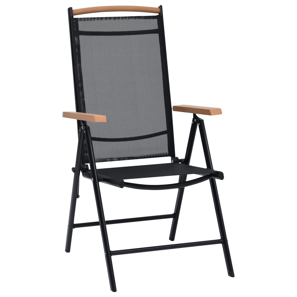 Tuinstoelen inklapbaar 2 st aluminium en textileen zwart is nu te koop bij PeponiXL, paradijselijk wonen!