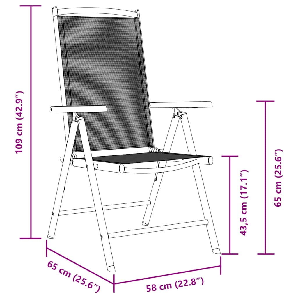 Tuinstoelen inklapbaar 2 st aluminium en textileen zwart is nu te koop bij PeponiXL, paradijselijk wonen!
