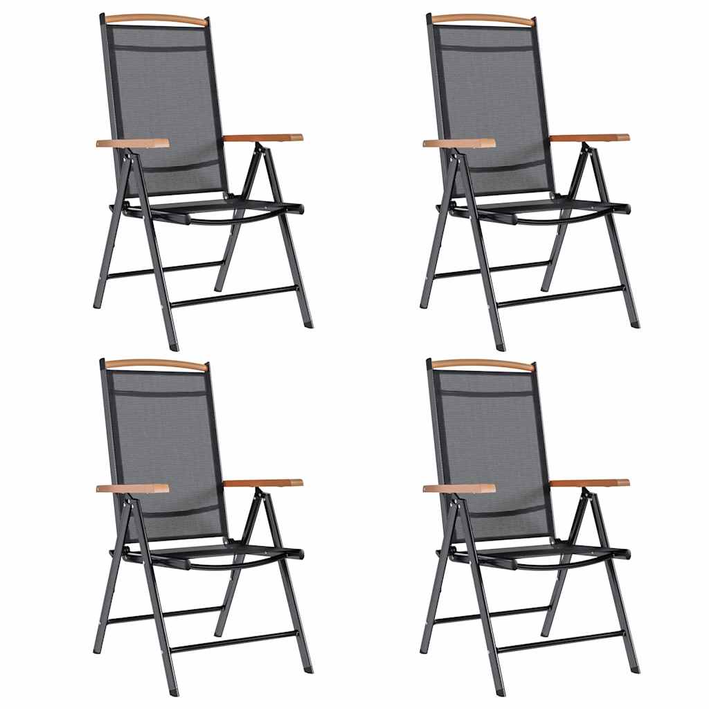 Tuinstoelen inklapbaar 4 st aluminium en textileen zwart is nu te koop bij PeponiXL, paradijselijk wonen!