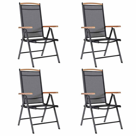Tuinstoelen inklapbaar 4 st aluminium en textileen zwart is nu te koop bij PeponiXL, paradijselijk wonen!