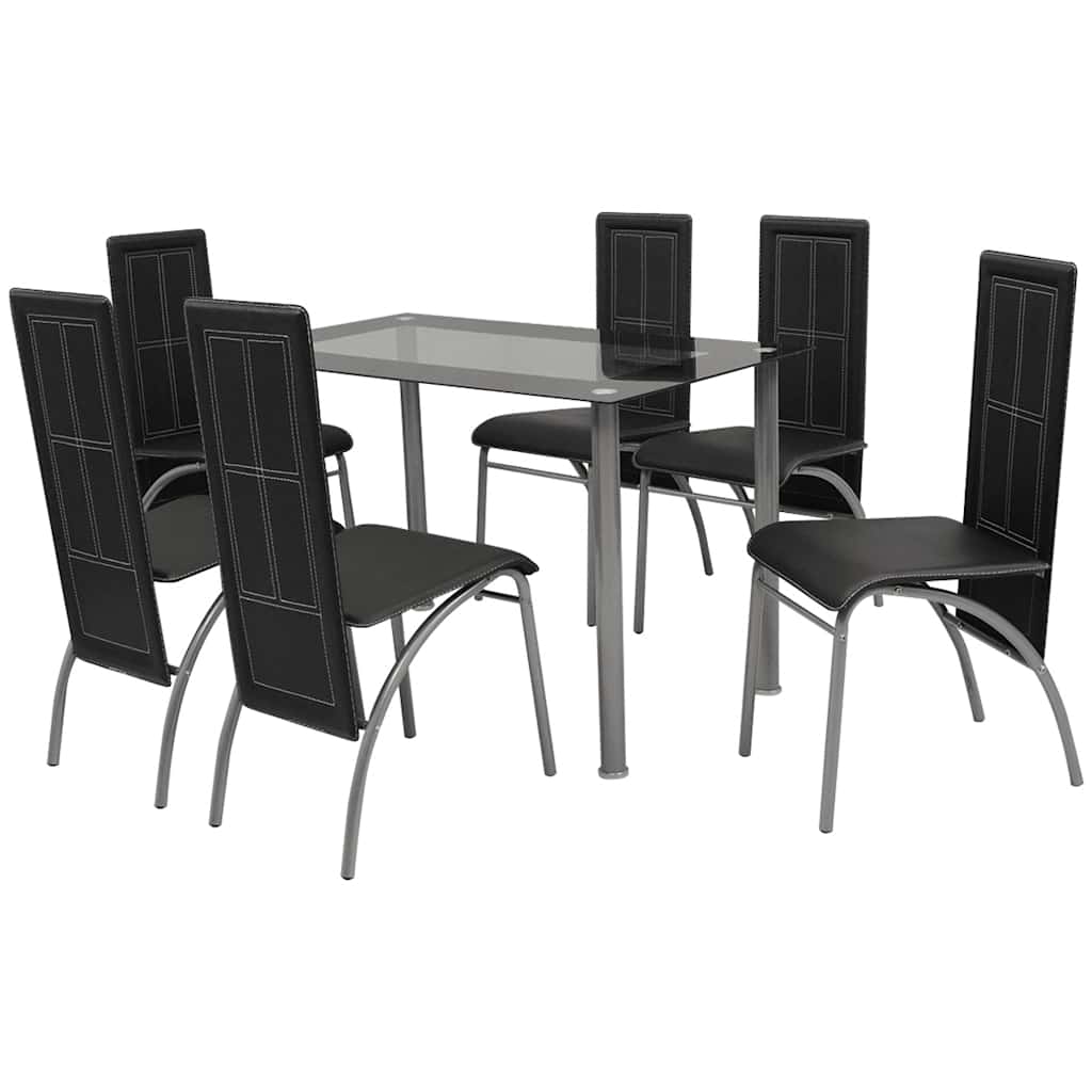Eetkamerset zwart 7-delig is nu te koop bij PeponiXL, paradijselijk wonen!