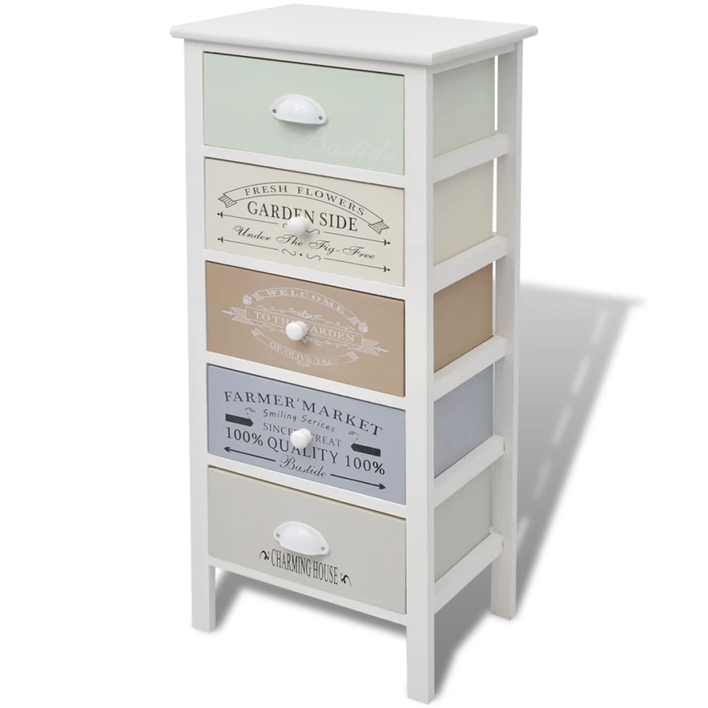 Opslagkast met 5 lades Franse stijl hout is nu te koop bij PeponiXL, paradijselijk wonen!