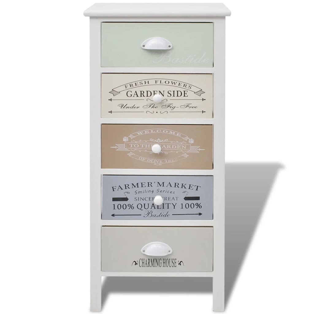 Opslagkast met 5 lades Franse stijl hout is nu te koop bij PeponiXL, paradijselijk wonen!
