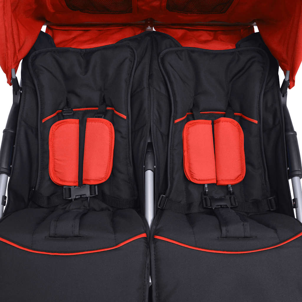 Tweelingwagen staal rood en zwart is nu te koop bij PeponiXL, paradijselijk wonen!