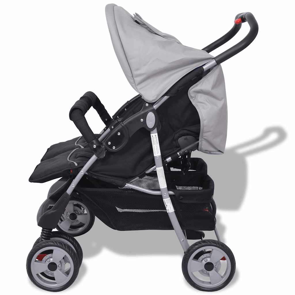 Tweelingwagen staal grijs en zwart is nu te koop bij PeponiXL, paradijselijk wonen!