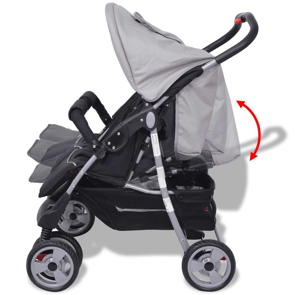 Tweelingwagen staal grijs en zwart is nu te koop bij PeponiXL, paradijselijk wonen!