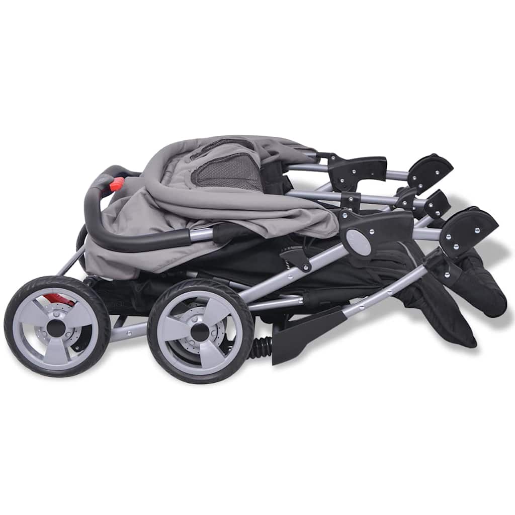 Tweelingwagen staal grijs en zwart is nu te koop bij PeponiXL, paradijselijk wonen!